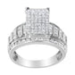 14K White Gold 2.0 Cttw Mixed-Cut Diamond Rectangle Invisible-Set Composite Cluster Ring with Bar- and Channel-Set Band (H-I Color, SI2-I1 Clarity)-1