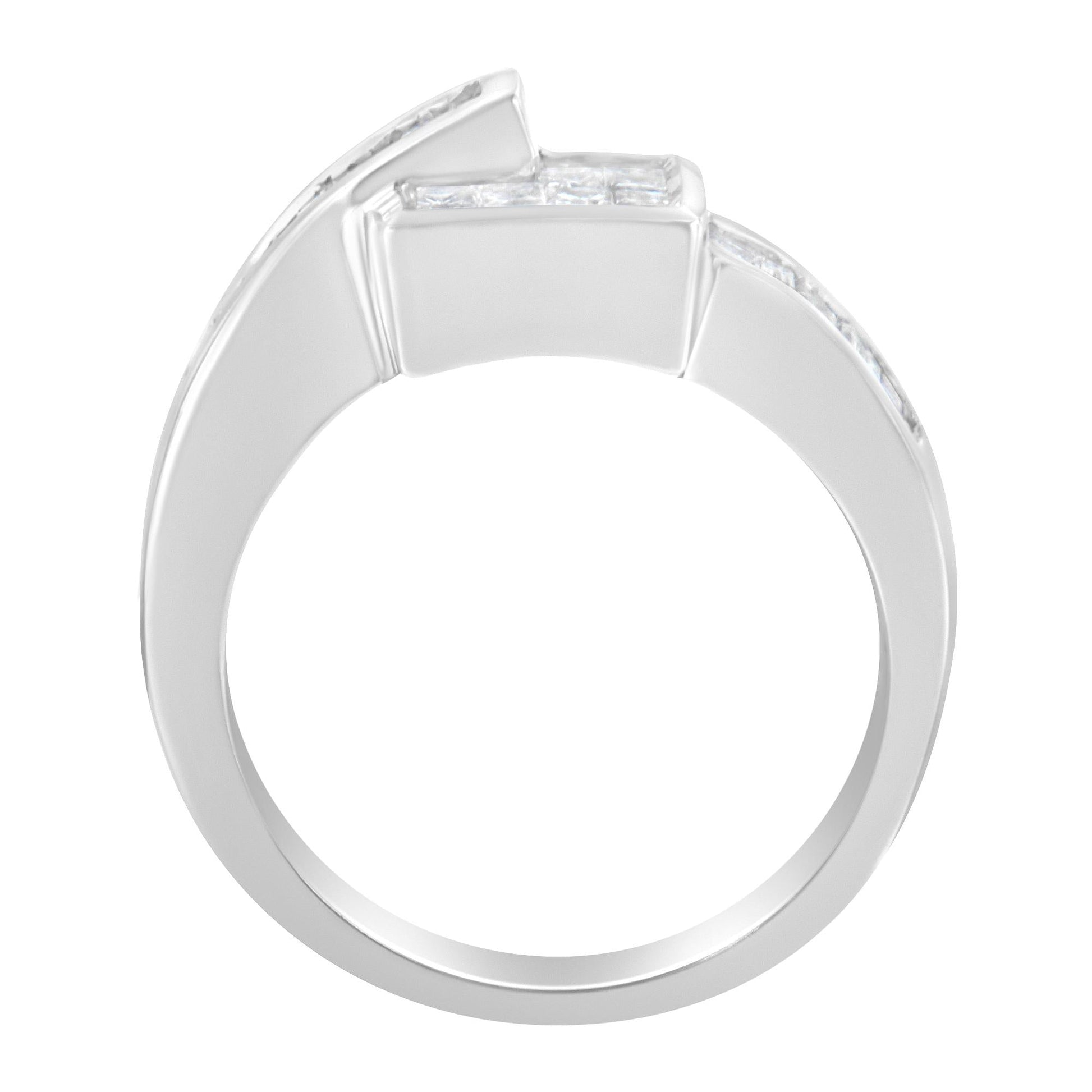 14K White Gold Princess and Baguette-cut Diamond Ring (1 1/3 Cttw, G-H Color, SI2-I1 Clarity)-1