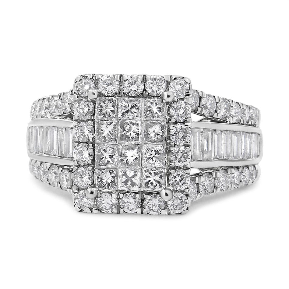 14K White Gold 2.00 Cttw Composite Head with Halo and Side Stones Diamond Ring (H-I Color, SI1-SI2 Clarity)-1