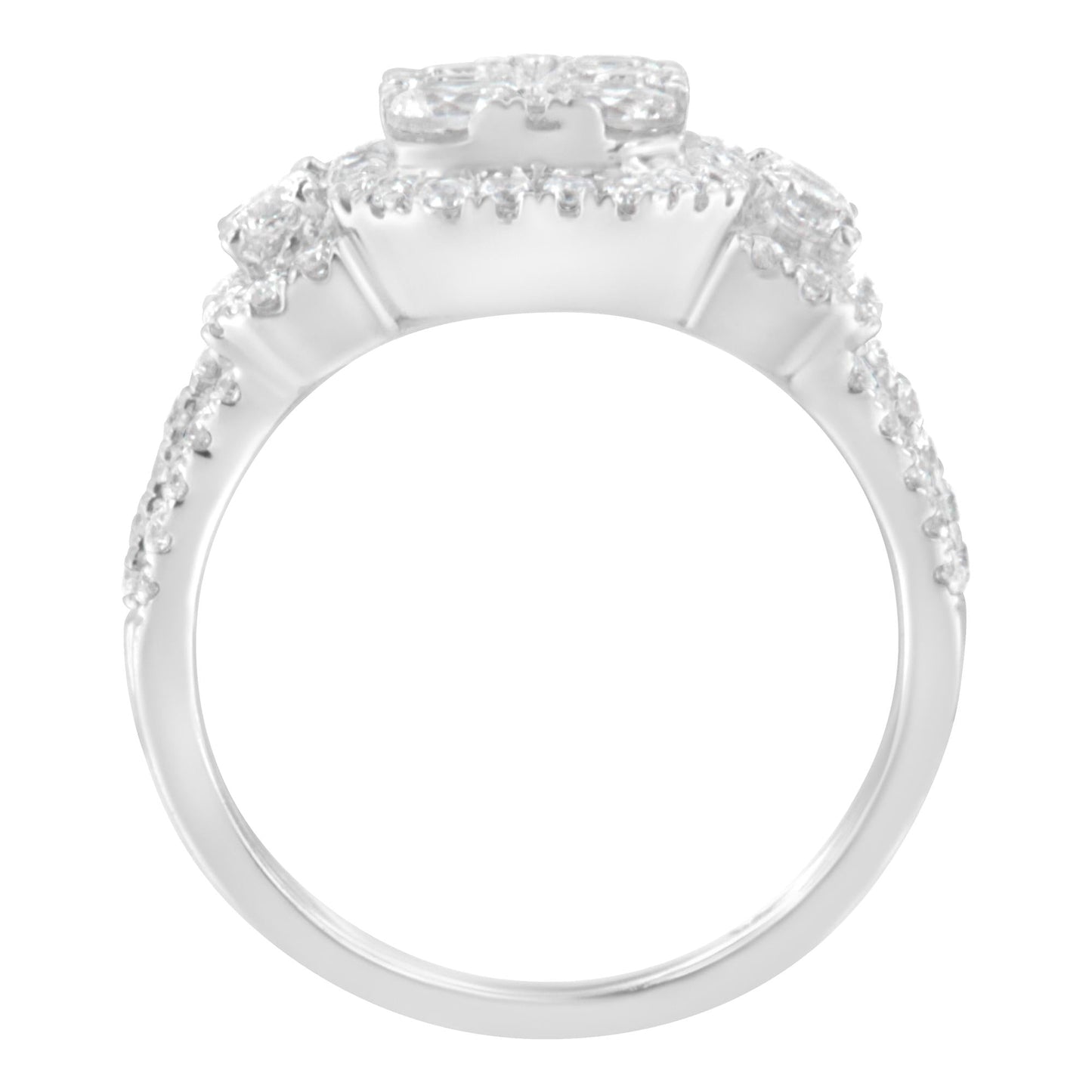 14K White Gold 2 1/4 Cttw Diamond Cocktail Cluster Ring (G-H Color, SI2-I1 Clarity)-1