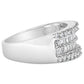 14K White Gold 1.0 Cttw 4 Row Round Baguette Diamond Band Ring (H-I Color, SI1-SI2 Clarity) - Ring Size 7-1