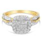 10K Yellow Gold 1.0 Cttw Diamond Composite Cushion-Shape Halo 3-Band-Look Engagement Ring (H-I Color, SI1-SI2 Clarity)-1