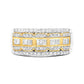 10K White and Yellow Gold 1.00 Cttw Baguette and Round cut Diamond Art Deco Multi-Row Ring Band (I-J Color, I1-I2 Clarity)-3