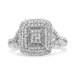 .925 Sterling Silver 1/2 Cttw Round-Cut Diamond Cluster Cushion Ring (I-J , I1-I2)-1