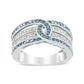 .925 Sterling Silver 1/2 Cttw White and Blue Color Treated Diamond Band Ring (H-I Color, I1-I2 Clarity)-1