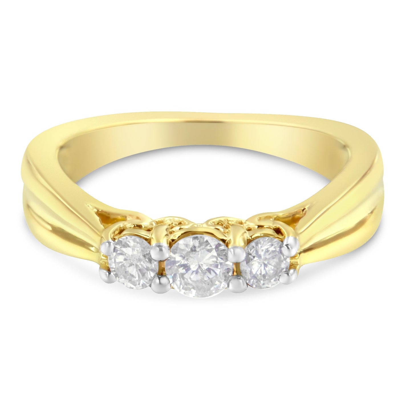 10K Yellow Gold Three-stone Diamond Ring (0.50 cttw, J-K Color, I2-I3 Clarity)-1