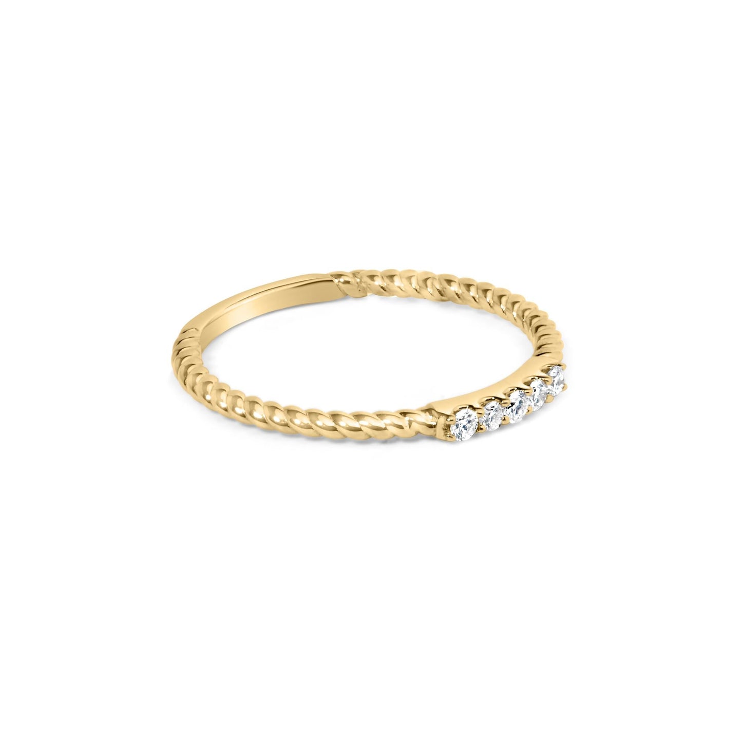 10K Yellow Gold 1/10 Cttw Diamond 5 Stone Braided Shank Band Ring (I-J Color, I2-I3 Clarity)-1