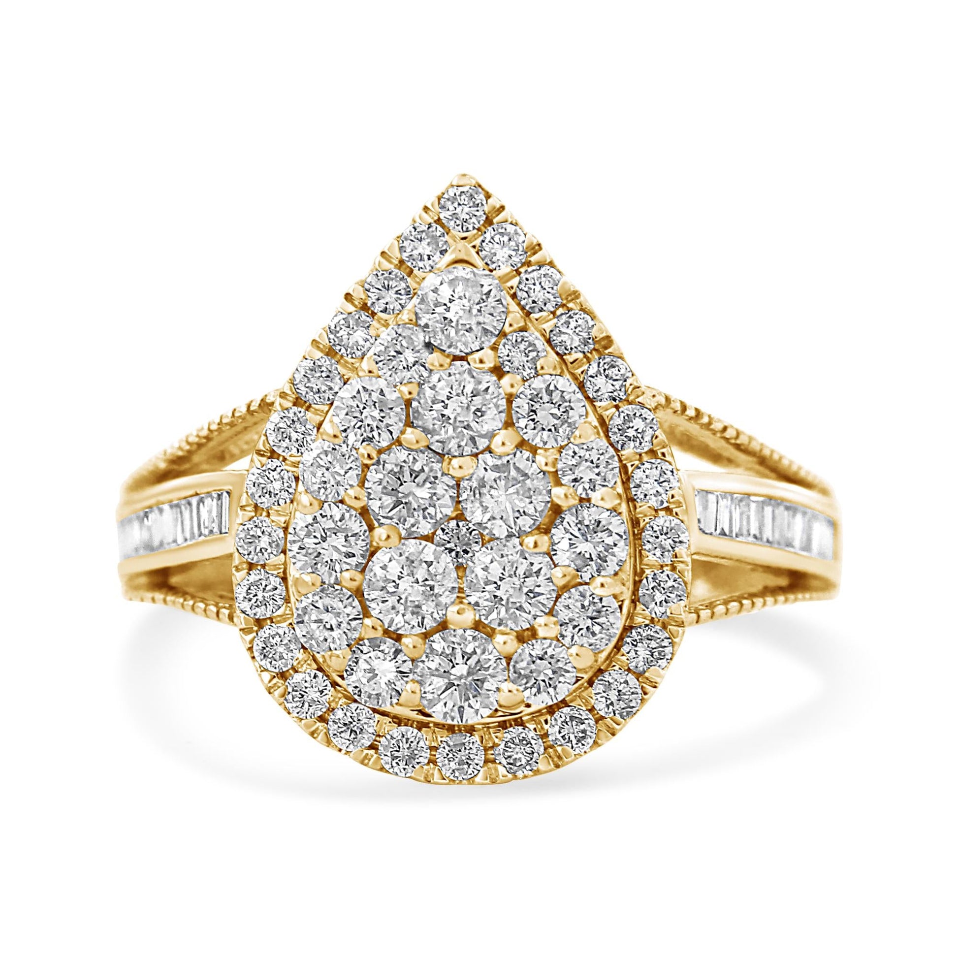 10K Yellow Gold Plated .925 Sterling Silver 1 1/2 Cttw Round-Cut Diamond Cocktail Ring (I-J Color, I1-I2 Clarity)-1