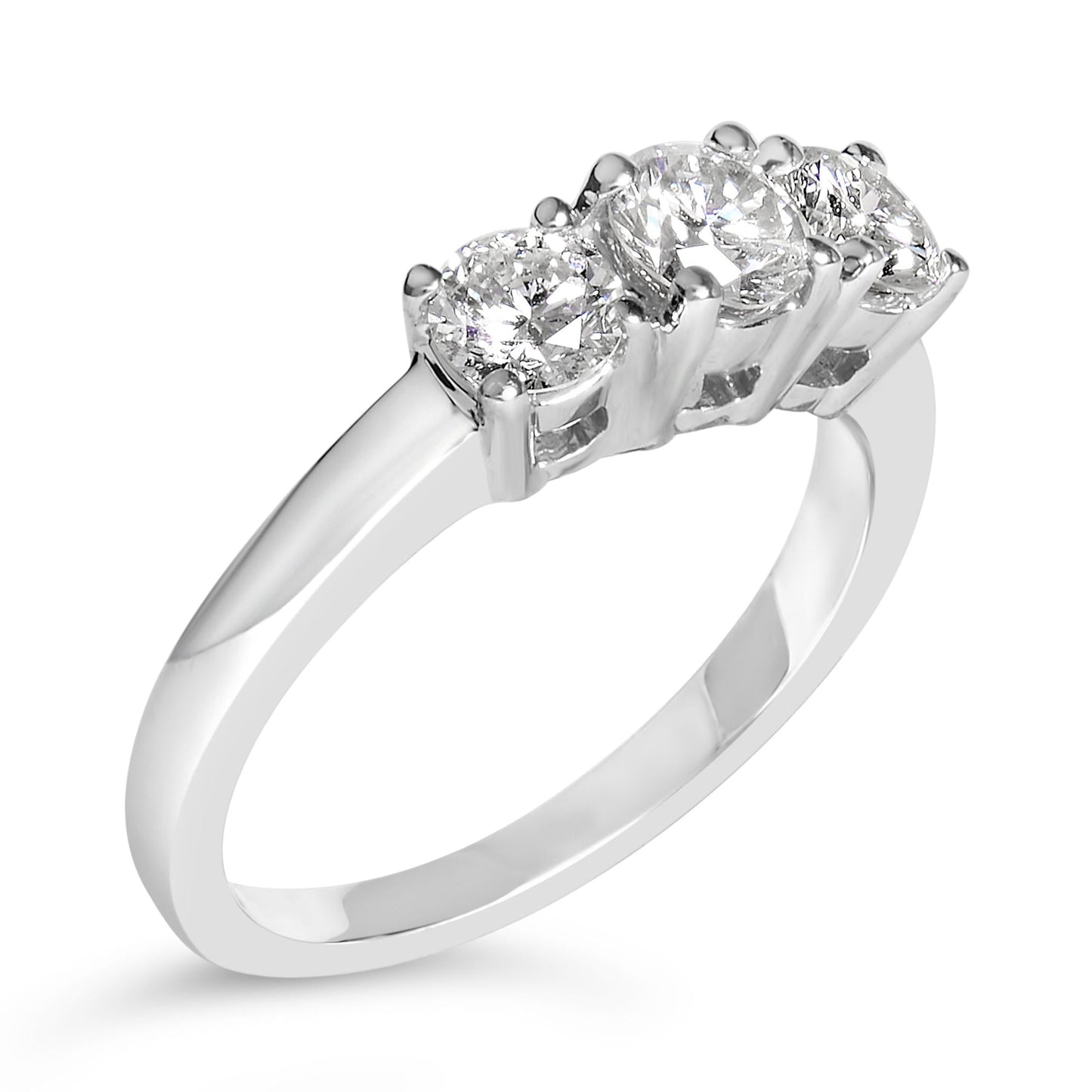 14K White Gold 1.0 Cttw Round Lab Grown Diamond 3 Stone Ring (F-G Color, VS1-VS2 Clarity)-1