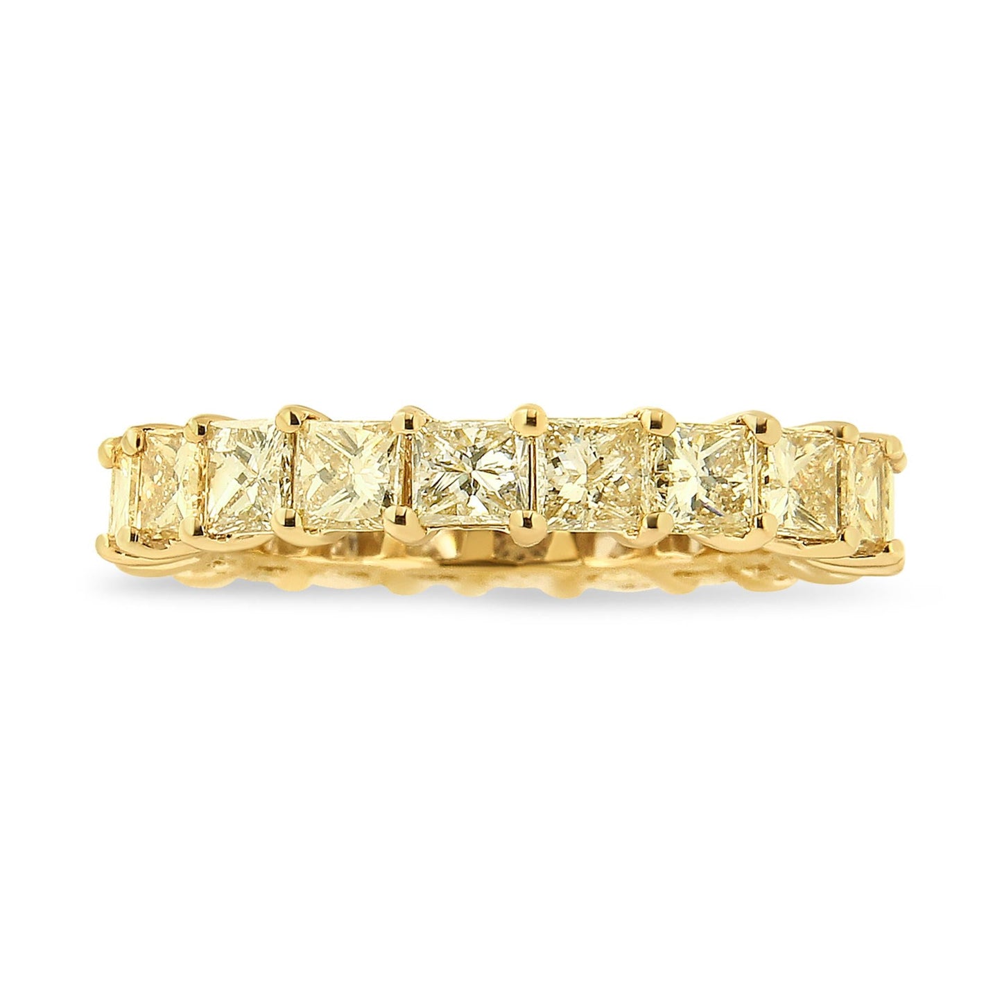 14K Yellow Gold 4.00 Cttw Shared Prong Set Princess Cut Diamond Eternity Band Ring (J-K Color, VS1-VS2 Clarity)