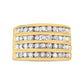 10K Yellow Gold Plated .925 Sterling Silver 1 1/2 Cttw Diamond 4 Row Channel Band Ring (Champagne Color, I2-I3 Clarity)-1