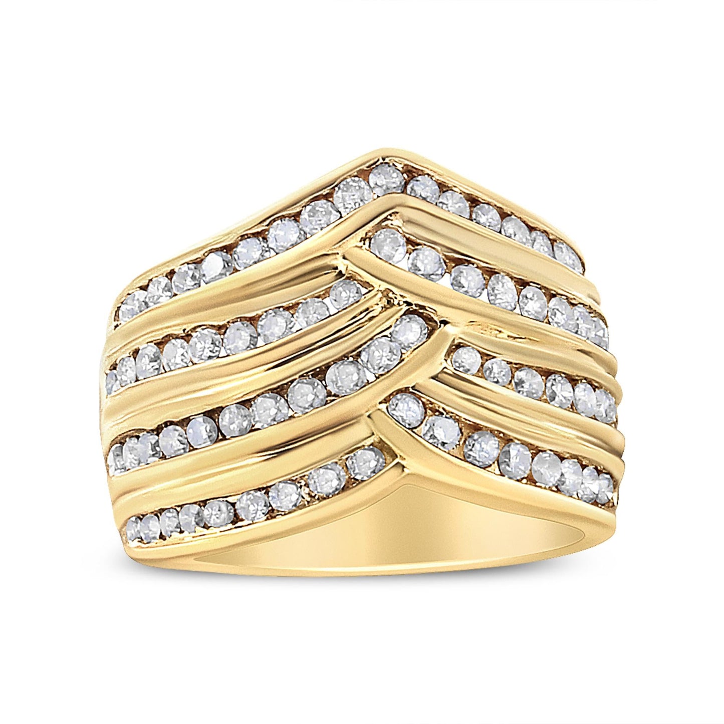 10K Yellow Gold Plated .925 Sterling Silver 1 1/2 Cttw Diamond Channel Band (Champagne Color, I2-I3 Clarity) Ring-1