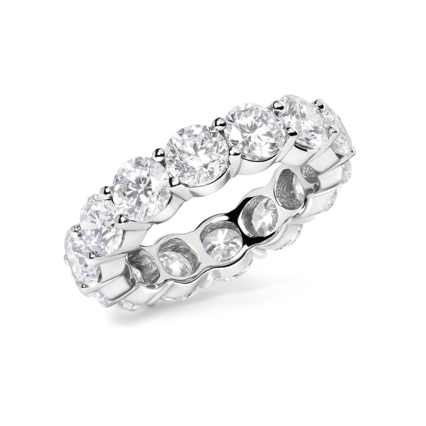 14K White Gold 7.0 Cttw Round Lab-Grown Diamond Eternity Band Ring (F-G Color, VS1-VS2 Clarity)