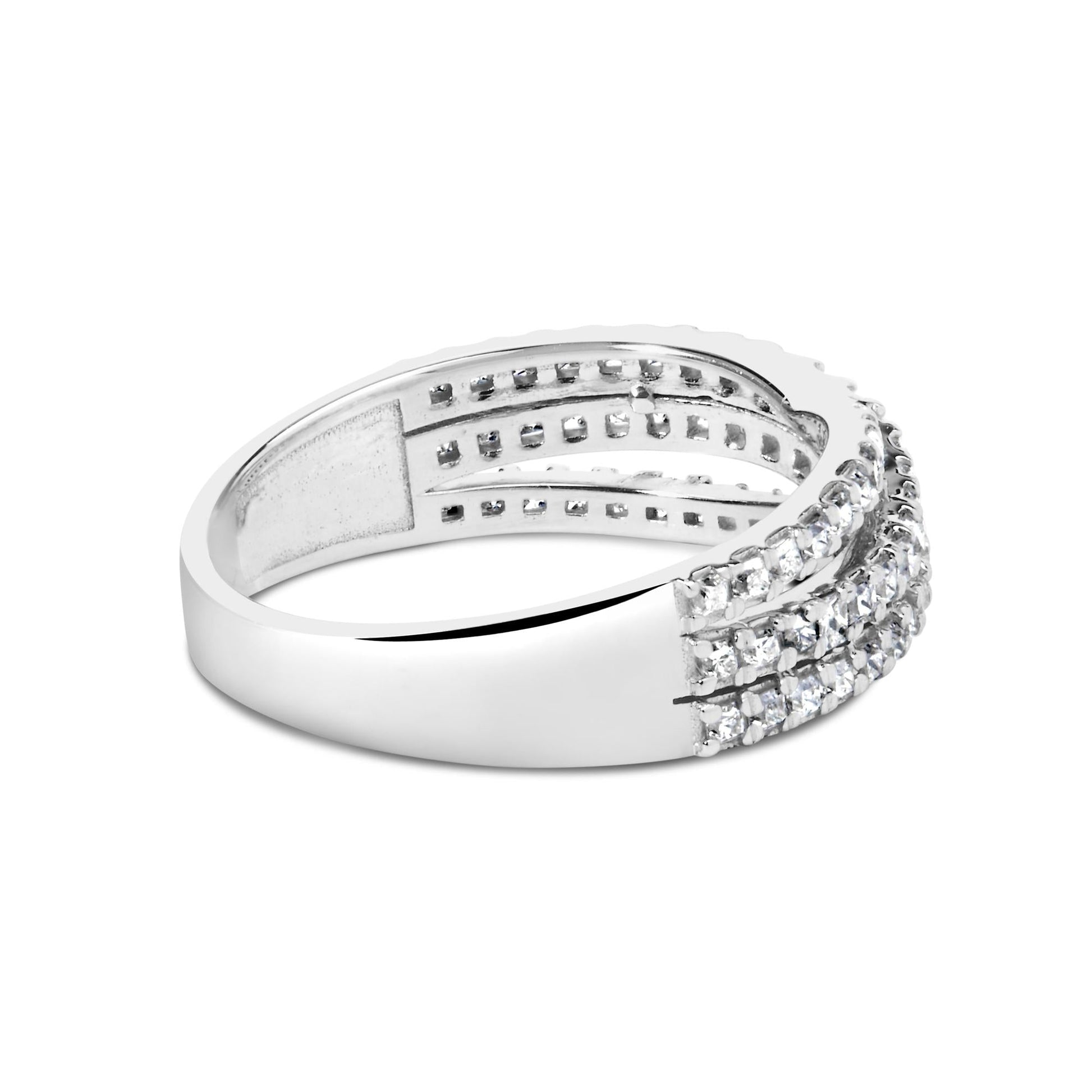 10K White Gold 3/4 Cttw Princess Natural Diamond Split Shank and Weave Band Ring (H-I Color, SI1-SI2 Clarity)-1