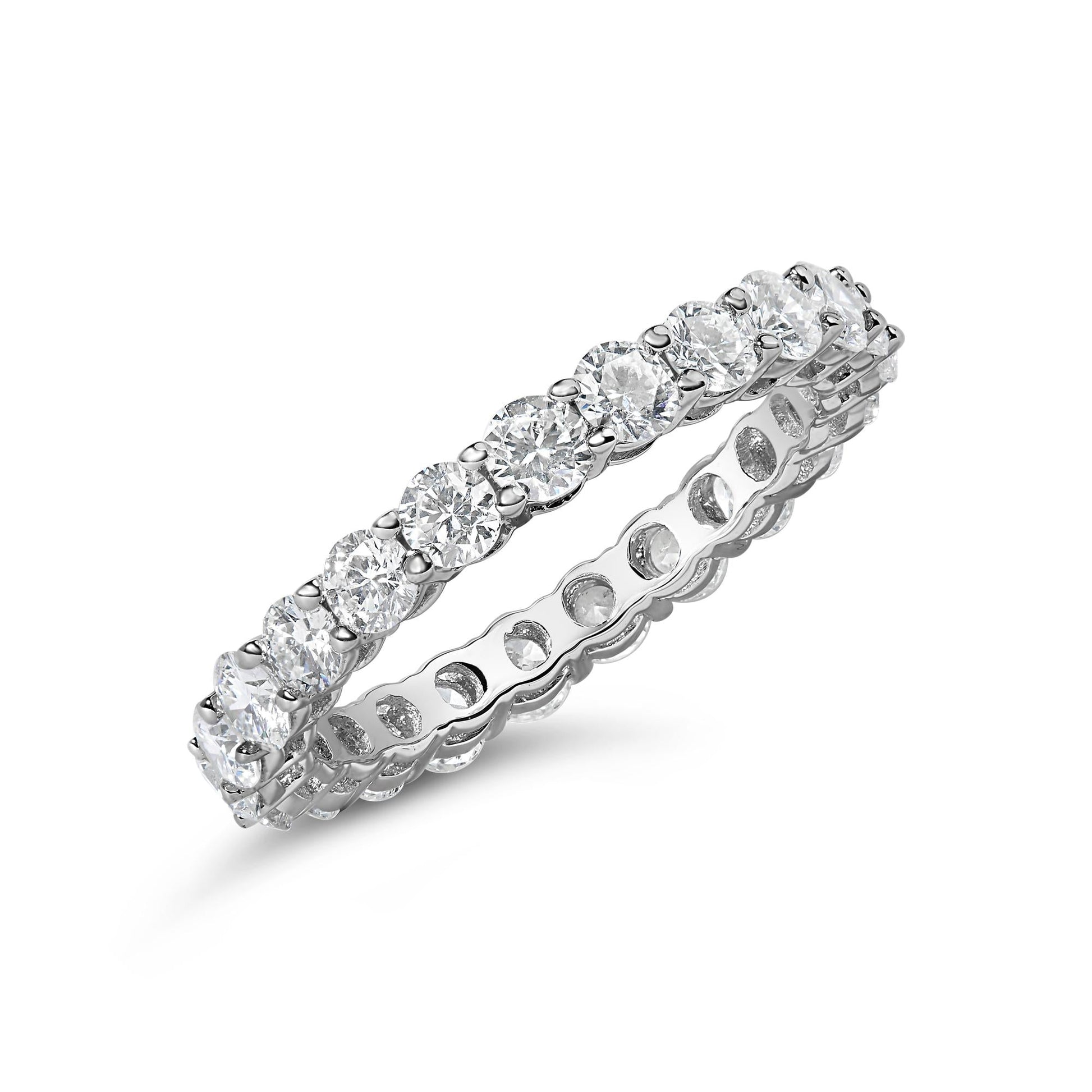 14K White Gold 2 1/4 Cttw Round Lab Grown Diamond Eternity Band Ring (F-G Color, VS1-VS2 Clarity)-1