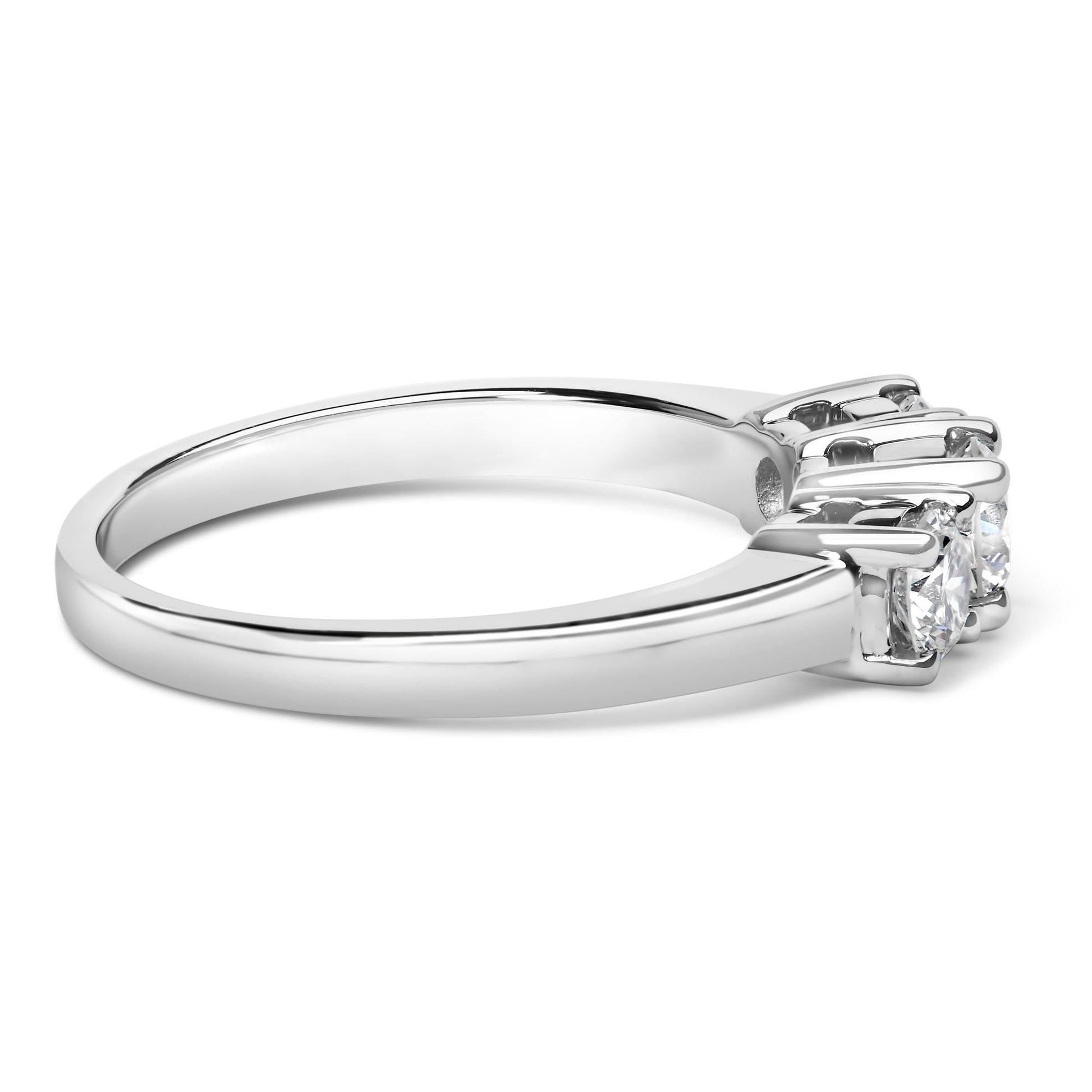 14K White Gold  3/4 Cttw Lab Grown Diamond 3 Stone Ring Band (F-G Color, VS2-SI1 Clarity)-1