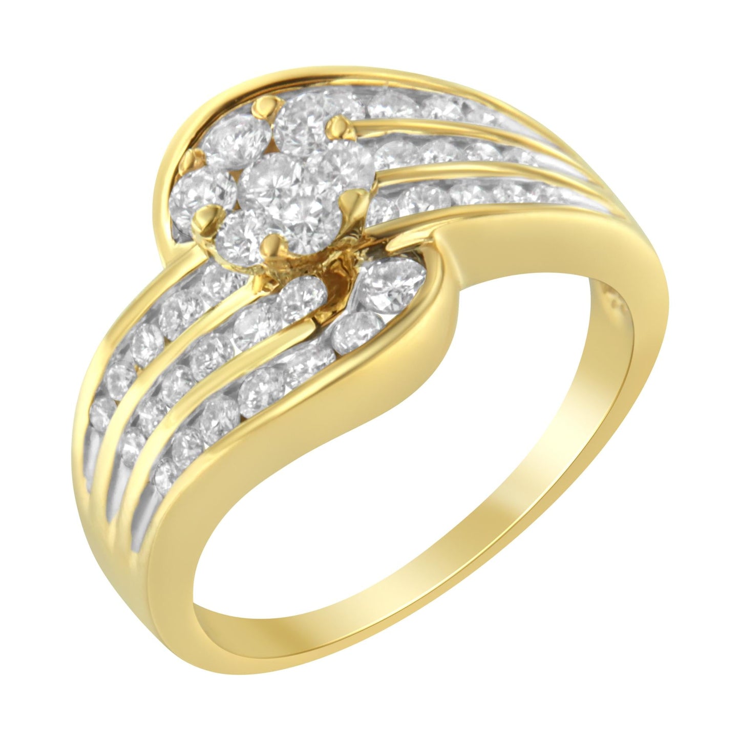 14K Yellow Gold Diamond Cocktail Bypass Ring (1 1/2 Cttw, H-I Color, SI2-I1 Clarity)-1