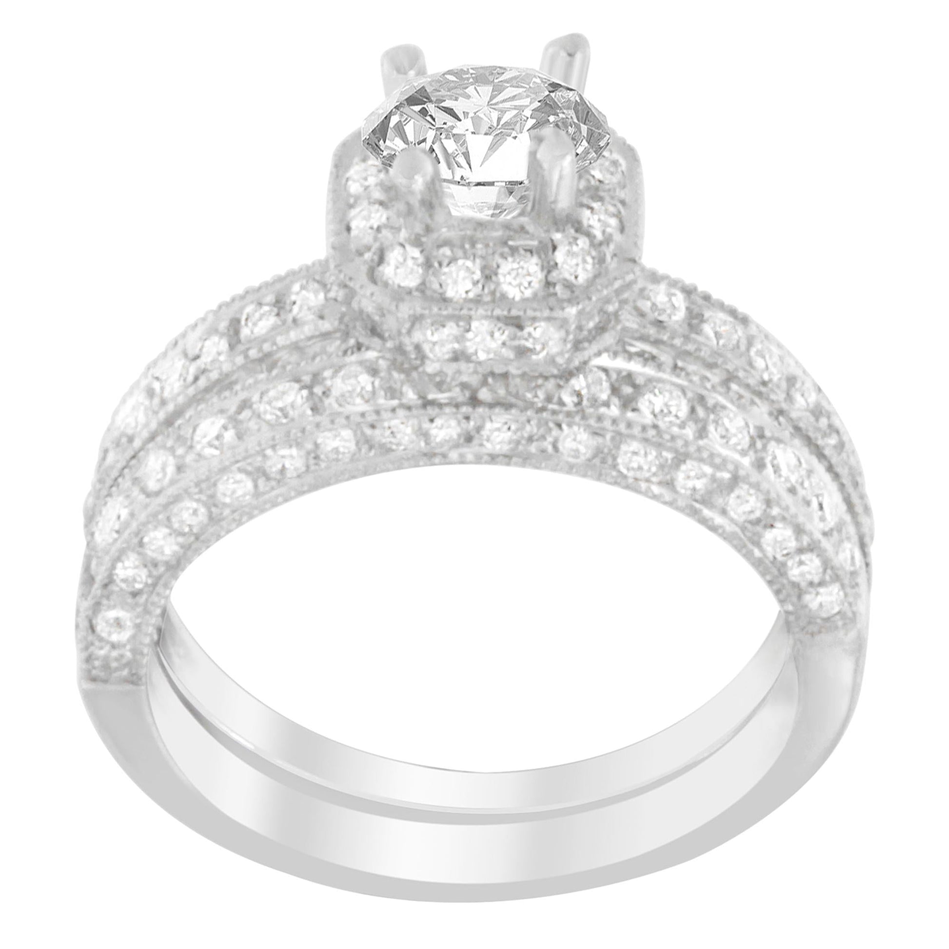 14K White Gold 1 ct. TDW Round Cut Diamond Ring (G-H, I1-I2)-1