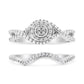 .925 Sterling Silver 1/6 Cttw Diamond Composite Halo and Split Shank Bridal Set Ring and Band  (I-J Color, I3 Clarity)-1