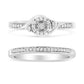 .925 Sterling Silver 1/4 Cttw Diamond Halo and Swirl Engagement Ring and Wedding Band Set (I-J Color, I3 Clarity)-1