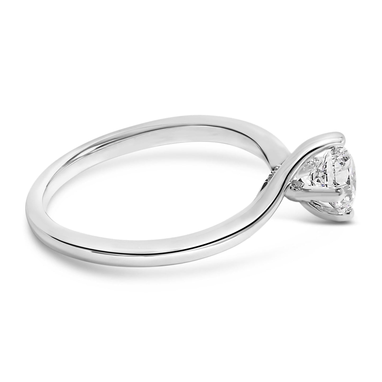 14K White Gold 4/5 Cttw Round Lab Grown Diamond Bypass Solitaire Engagement Ring (F-G Color, VS1-VS2 Clarity)-1