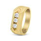 Men's 14K Yellow Gold 1/2 Cttw Channel Set Diamond 3 Stone Band Ring (H-I Color, I1 Clarity)