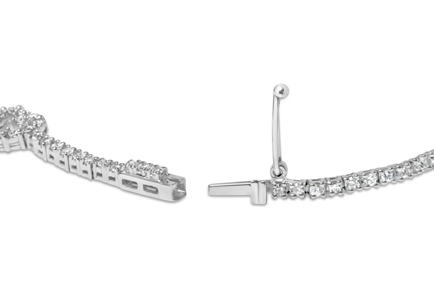 14K White Gold 1 1/2 Cttw Diamond Heart Station Strand Bracelet (H-I Color, I1-I2 Clarity) - 7.5 Inches-1