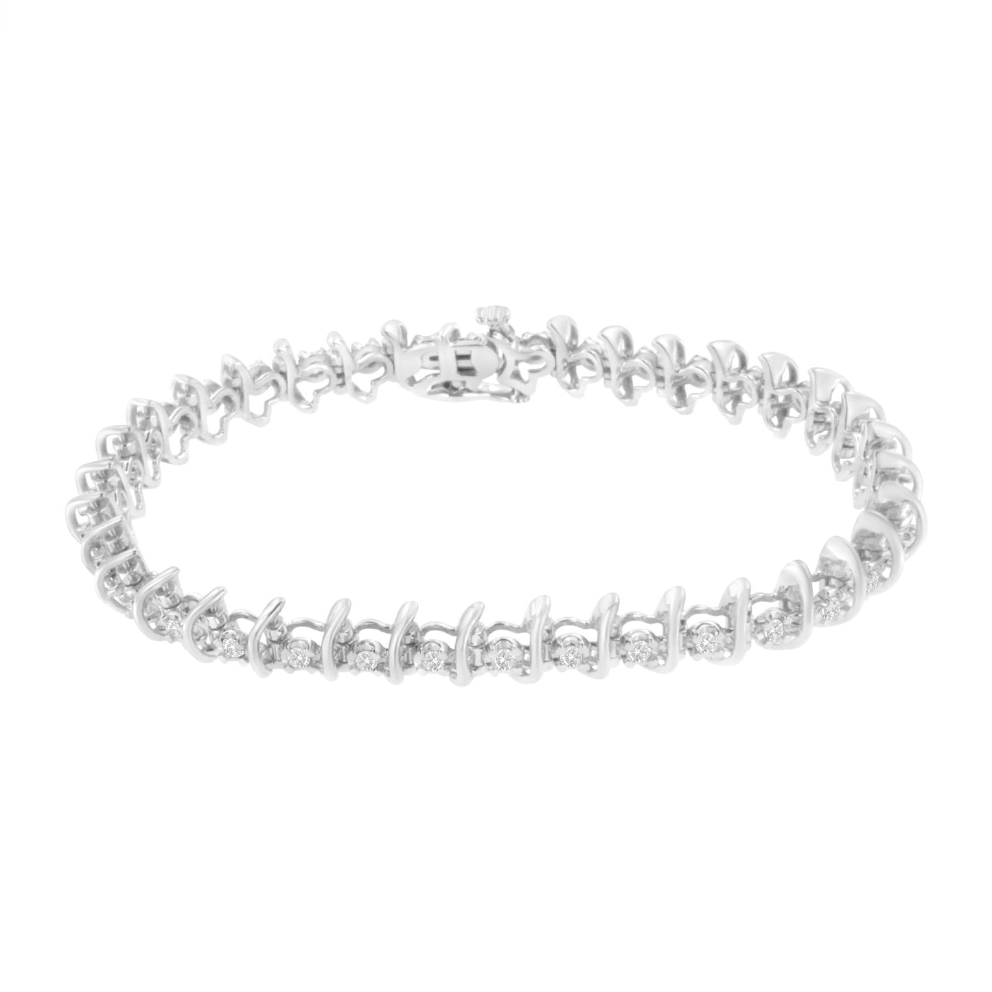 .925 Sterling Silver 1 cttw Prong-Set Diamond Link Bracelet (I-J, I1-I2) - 7.25"-1