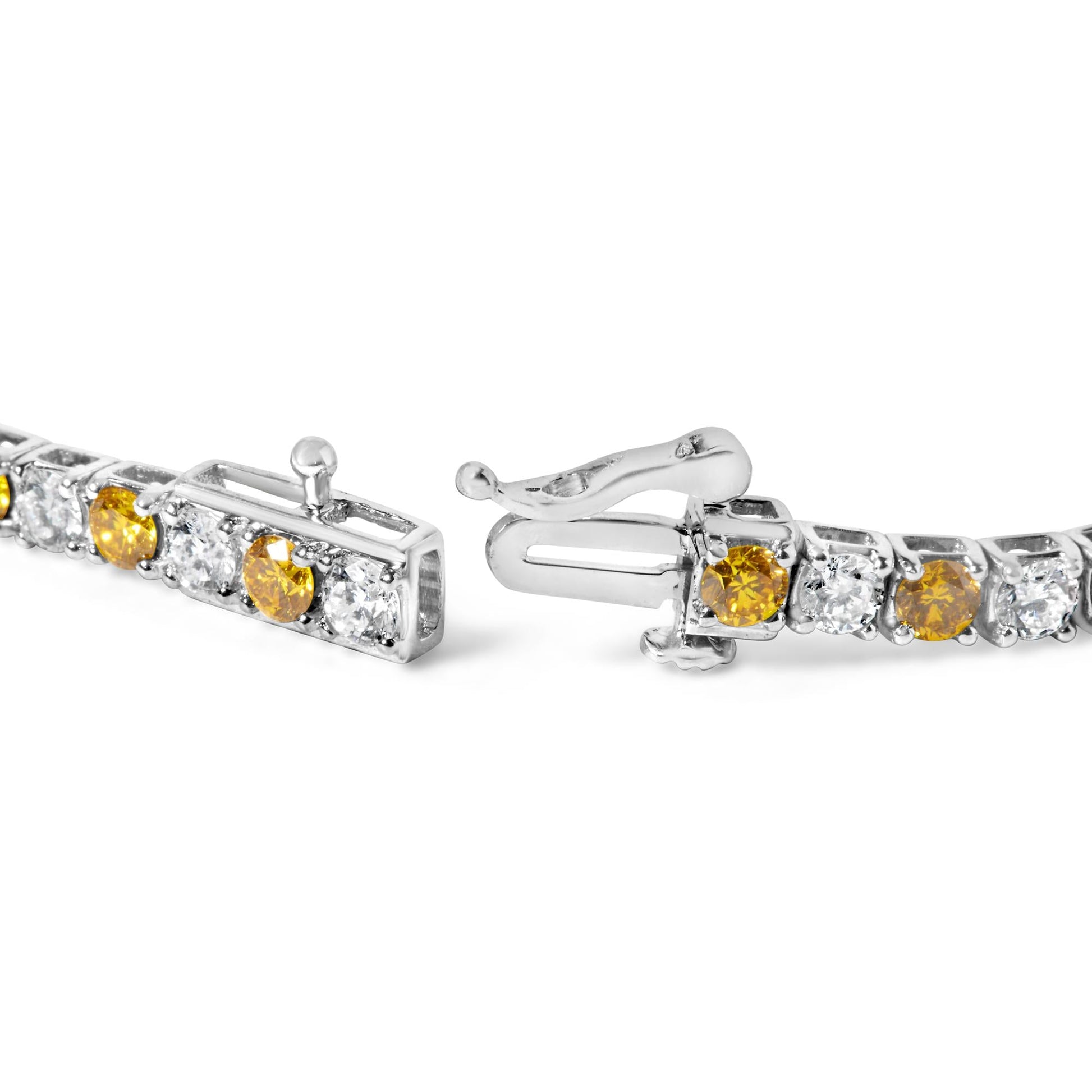 14K White Gold 5.0 Cttw Alternating White and Yellow Lab Grown Diamond Tennis Tennis Bracelet (Yellow/F-G Color, VS2-SI1 Clarity - 7"-1