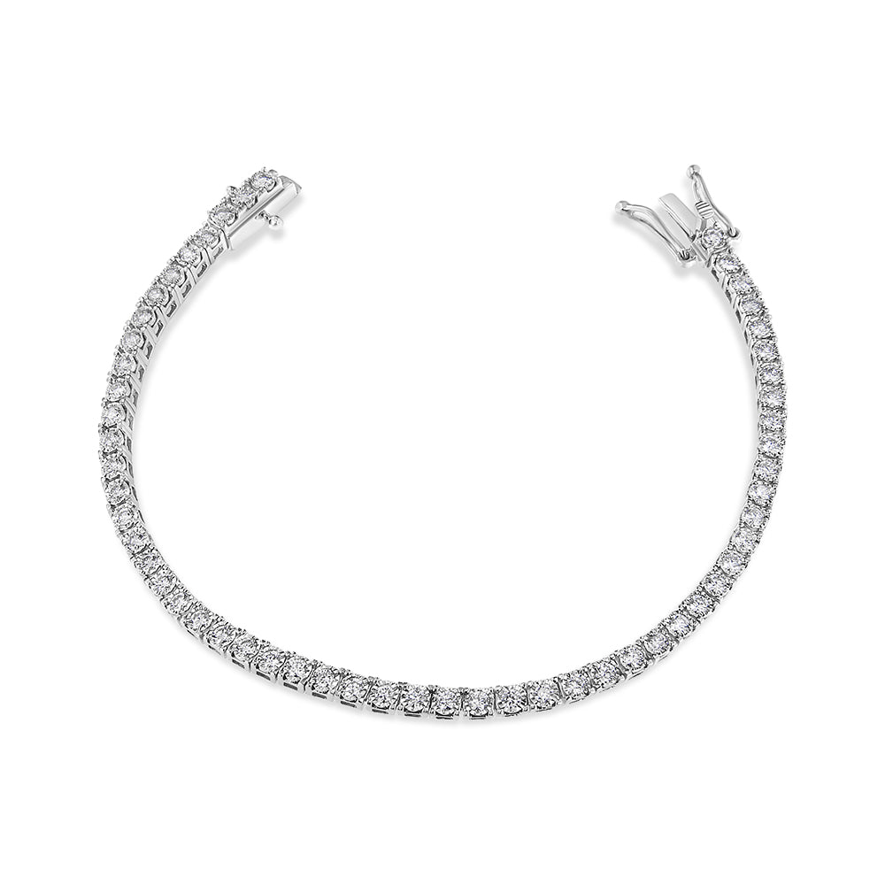 14K White Gold 2.0 Cttw Miracle Set Round-Cut Lab Grown Diamond Illusion 7" Tennis Bracelet (F-G Color, VS2-SI1 Clarity)-1