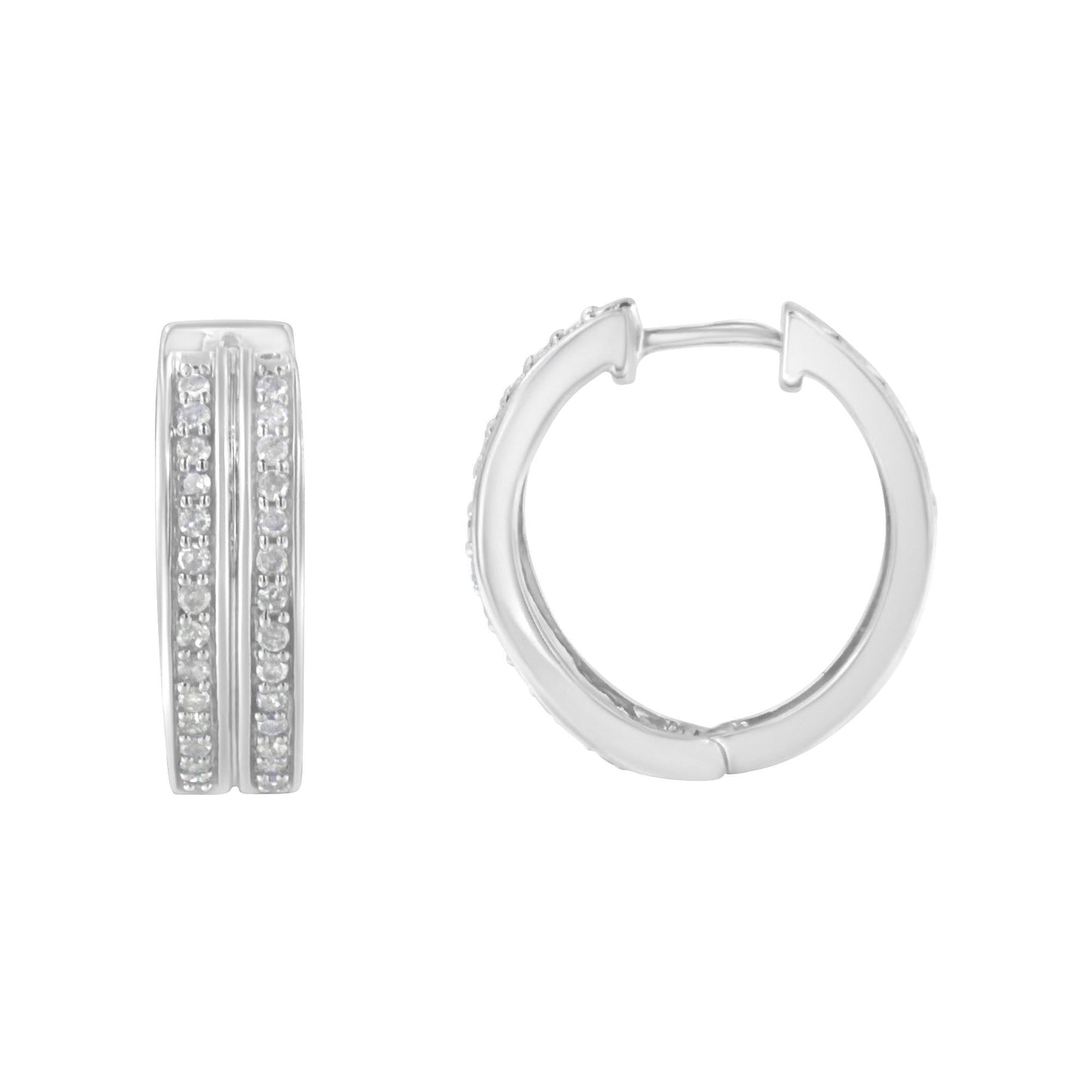 10K White Gold Diamond Hoop Earring (1/2 cttw, I-J Color, I2-I3 Clarity)-1