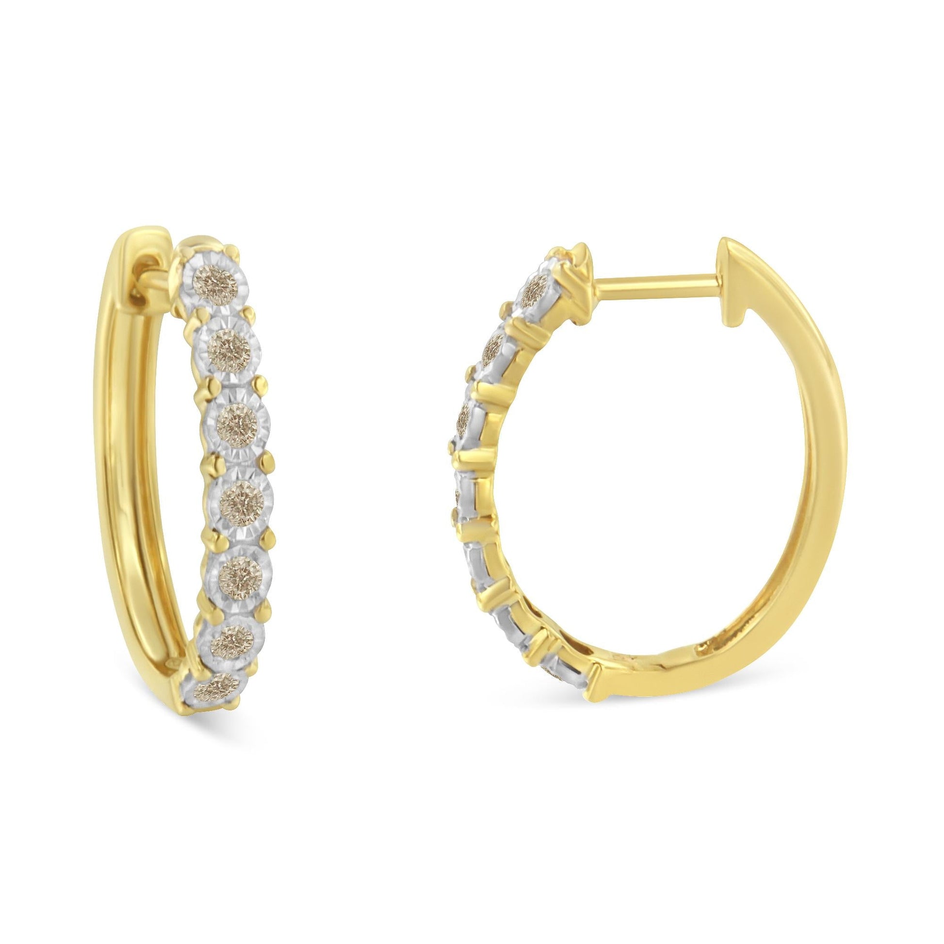 10KT Two-Toned Gold Diamond Hoop Earring (1/2 cttw, J-K Color, I2-I3 Clarity)-1