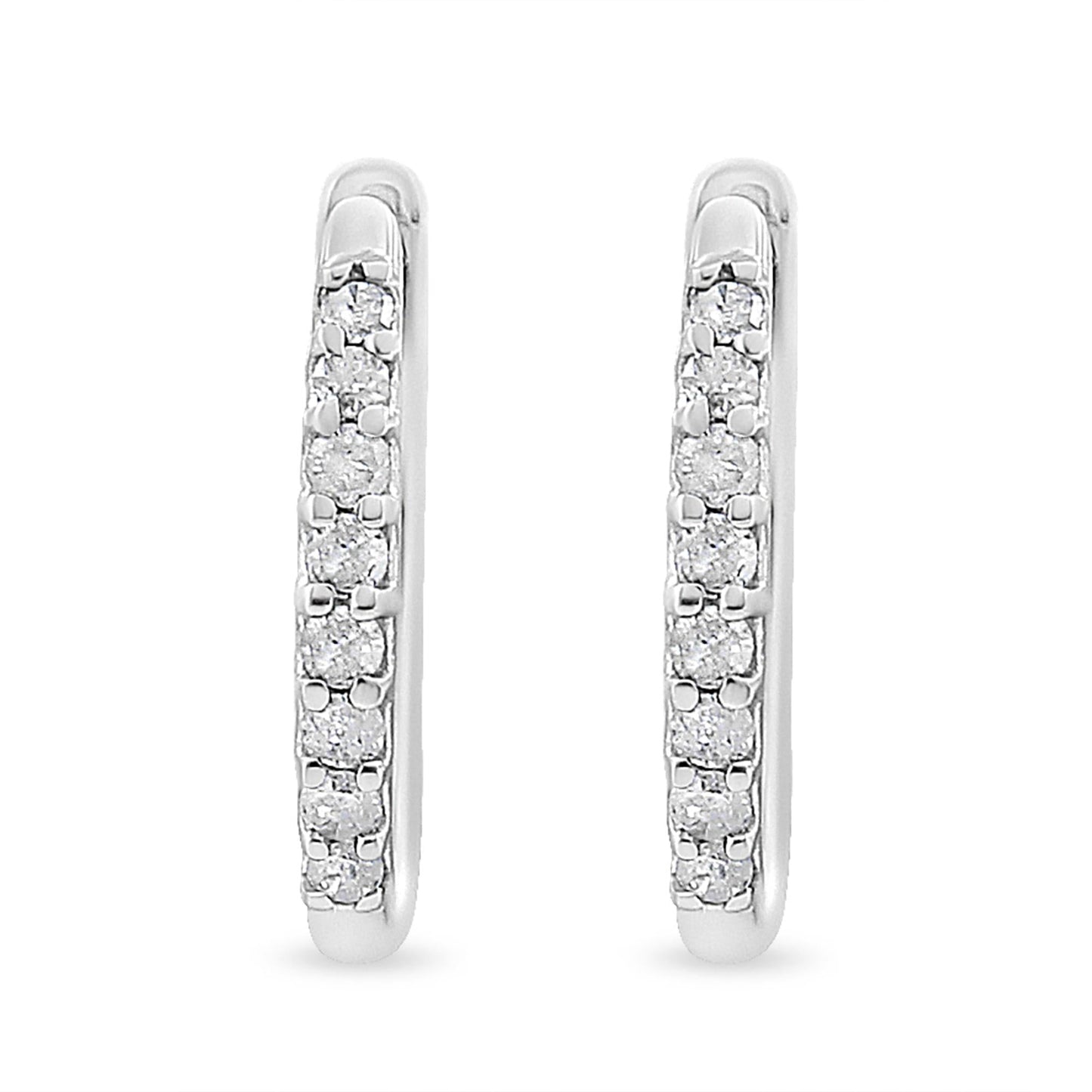 10K White Gold 1/5 Cttw Round-Cut Diamond Modern Hoop Earrings (I-J Color, I3 Clarity)-1