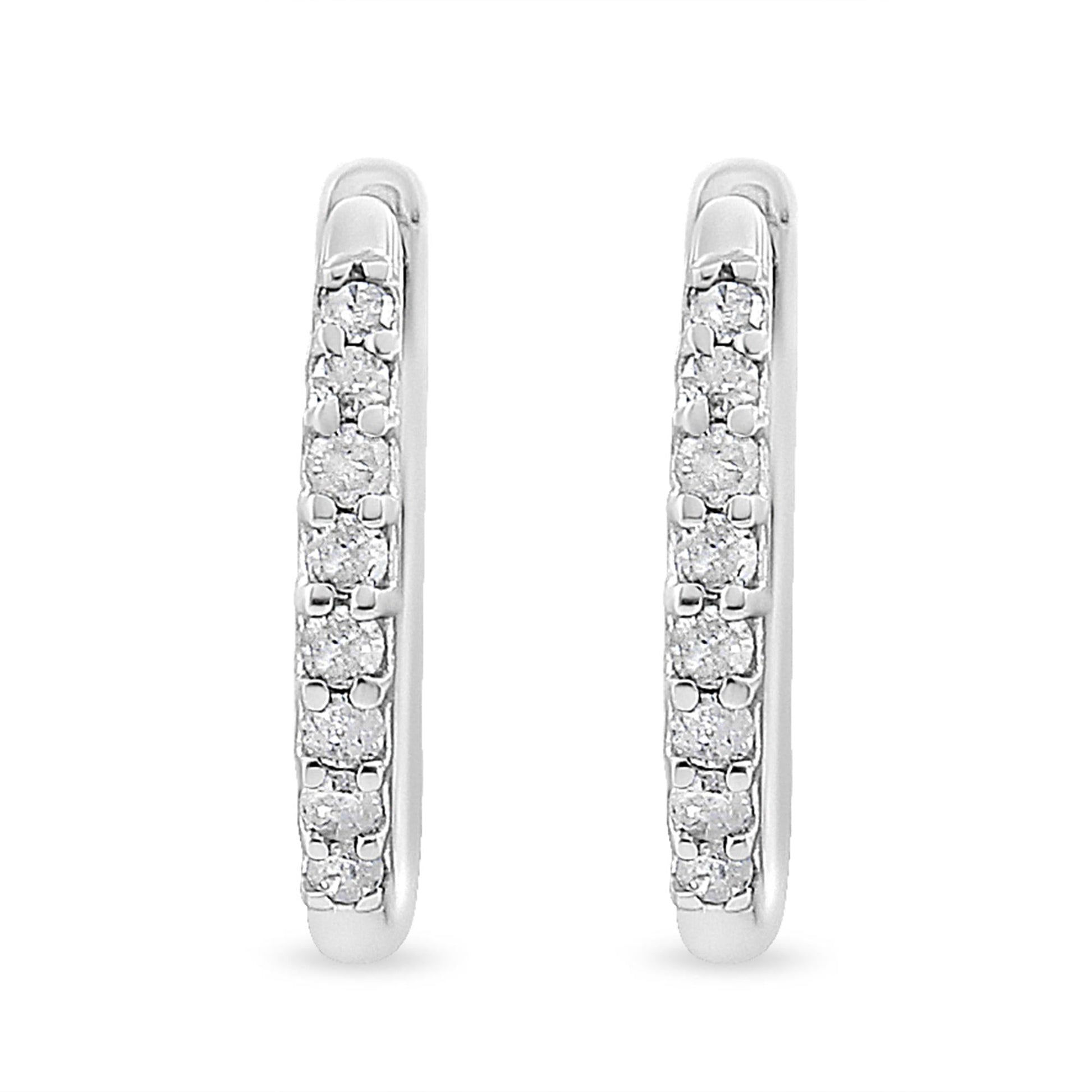 10K White Gold 1/5 Cttw Round-Cut Diamond Modern Hoop Earrings (I-J Color, I3 Clarity)-1