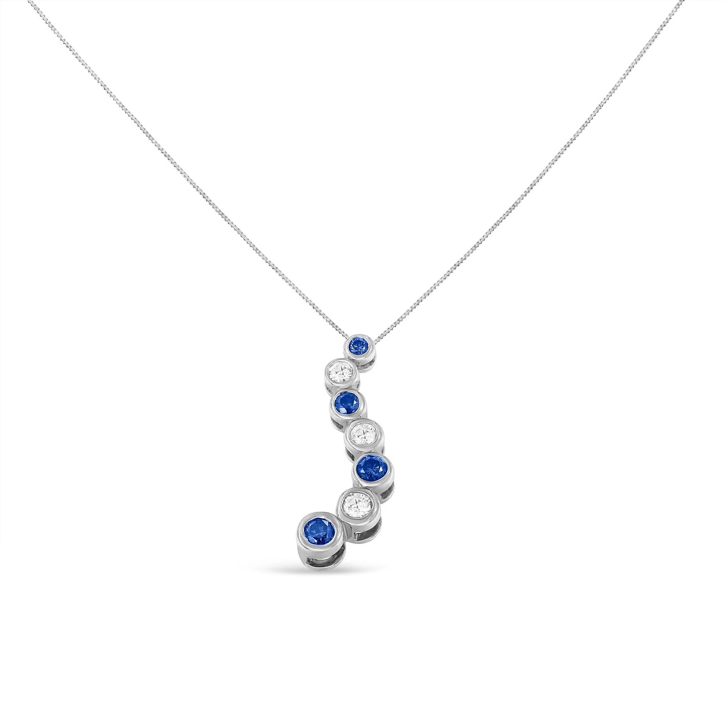 14K White Gold Round-cut Treated Blue Diamond Pendant Necklace (1 cttw, H-I Color, I1-I2 Clarity)