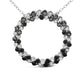 .925 Sterling Silver 1 3/5 Cttw Alternating Treated Black and White Diamond Double Row Open Circle Pendant Necklace (H-I Color, I3 Clarity) - 18"