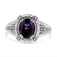 .925 Sterling Silver Prong Set Natural Oval Shape 9X7 MM Purple Amethyst Solitaire and Diamond Accent Ring (I-J Color, I1-I2 Clarity)-1