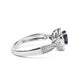 .925 Sterling Silver 6x4mm Pear Sapphire Gemstone with Diamond Accent Fashion Halo Ring (H-I Color, SI1-SI2 Clarity)-1