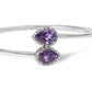 .925 Sterling Silver 8 x 5.5mm Pear Shape Amethyst  and Diamond Accent Halo Bypass Bangle Bracelet (H-I Color, SI1-SI2 Clarity)  - Fits up to 7" Inches-1