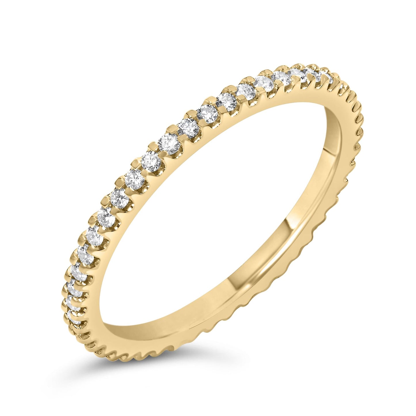 14K Yellow Gold Shared Prong Set Round Diamond Eternity Band Ring (G-H Color, SI1-SI2 Clarity)