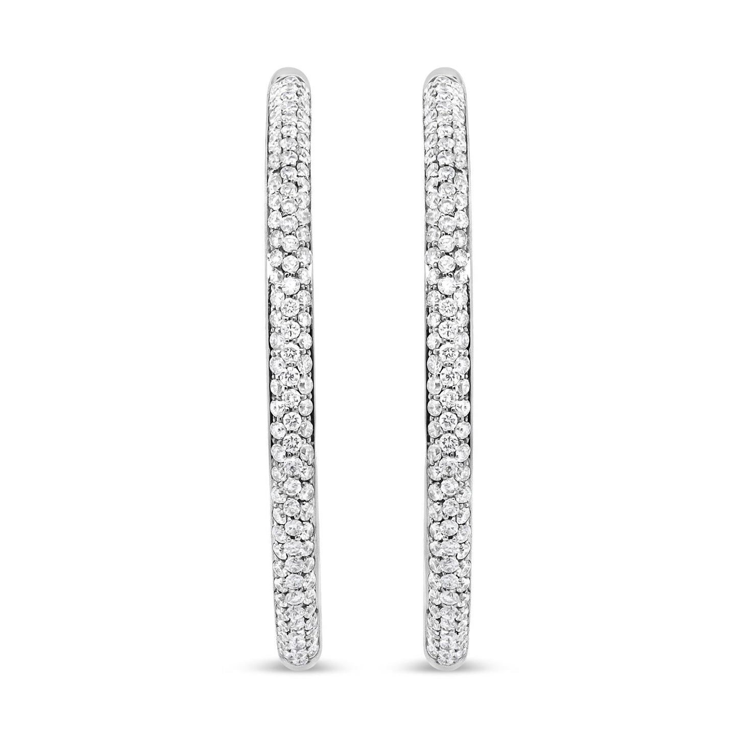 18K White Gold 2.00 Cttw Round-Cut Diamond Inner-Outer Hoop Earrings (F-G Color, VS1-VS2 Clarity)-1