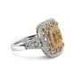 14K Tri-Toned Gold 1.00 Cttw Yellow Diamond Halo and Milgrain Cocktail Cluster Ring (Yellow/G-H Color, SI1-SI2 Clarity) - Ring Size 7-1