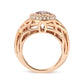 14K Rose Gold Oval Cut Light Pink Morganite and 3/8 Cttw Diamonds Halo and Basket Weave Cocktail Ring (G-H Color, SI1-SI2 Clarity) - Size 7-1