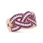 18K Rose Gold Red Ruby and 7/8 Cttw Diamond Woven Braided Band Ring (F-G Color, VS1-VS2 Clarity)-1