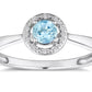 Sterling Silver Aquamarine and Diamond Halo Ring-1