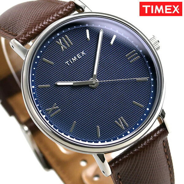 TIMEX SOUTHVIEW TW2T34800 - CLASSIC BLUE DIAL & BROWN LEATHER MEN'S WATCH-4