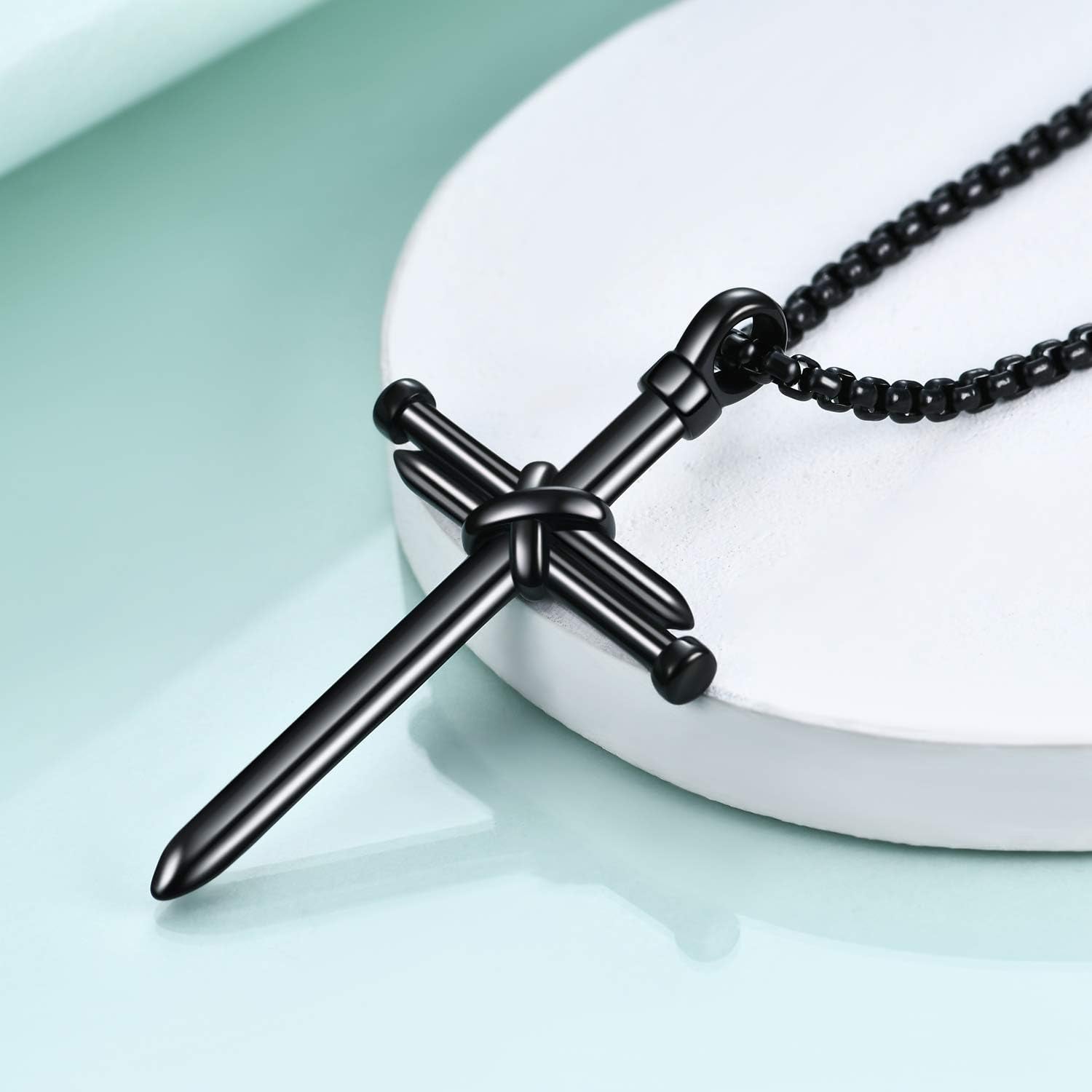 Men'S Nail Cross Necklace Stainless Steel Cross Pendant Necklace Christian Jewelry Gift for Men