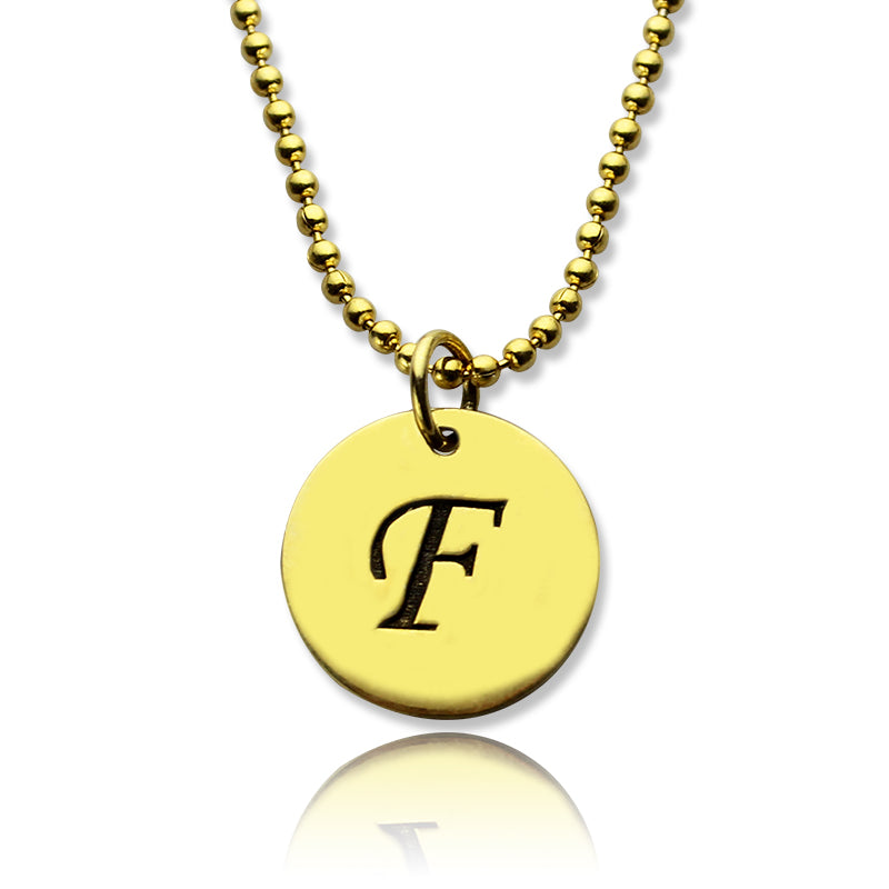 Personalized Initial Charm Discs Necklace 18k Gold Plated