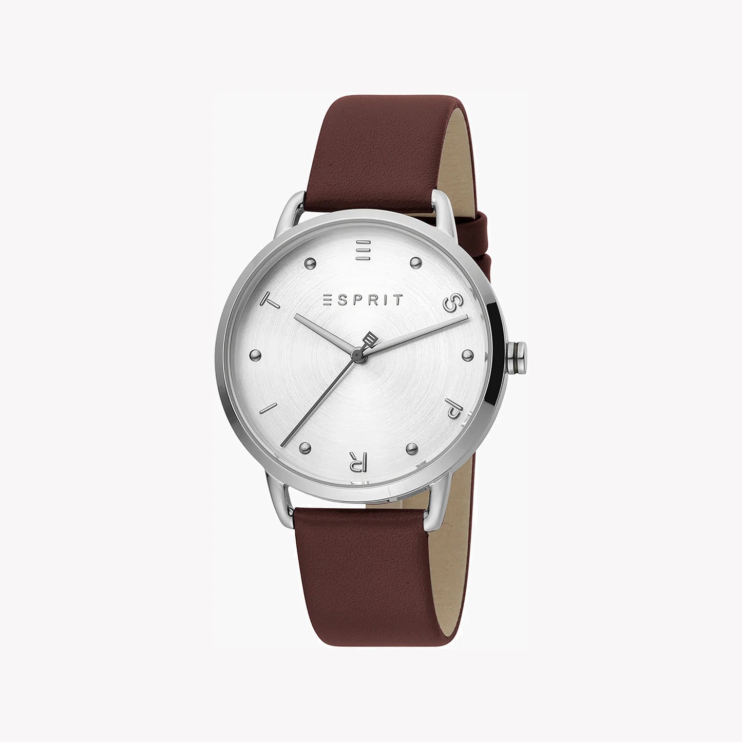 ESPRIT Women's Watch with Silver Stainless Steel Case and Brown Leather Band-0