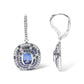 18K White Gold Natural Blue Sapphire and Diamond Scattered Halo Drop and Dangle Leverback Earrings (H-I Color, SI1-SI2 Clarity)